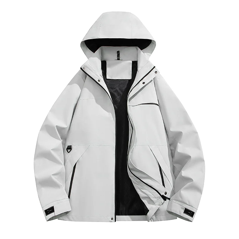 

Men's Waterproof Rain Jacket Unisex Raincoat Hooded Hiking Jackets Windbreaker Zipper Outdoor Sports Gray Black Red Coats Autumn