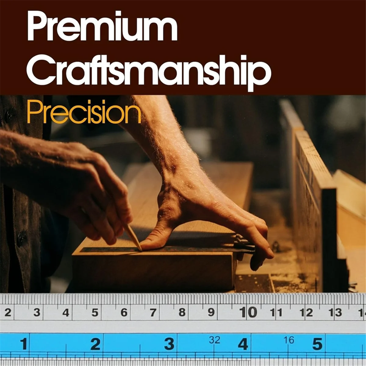 Hot New 12+6 Inch Metal Ruler Set-Straight Edge Ruler Has Both Imperial and Metric Measurements, Perfect for DIY Projects, Blue