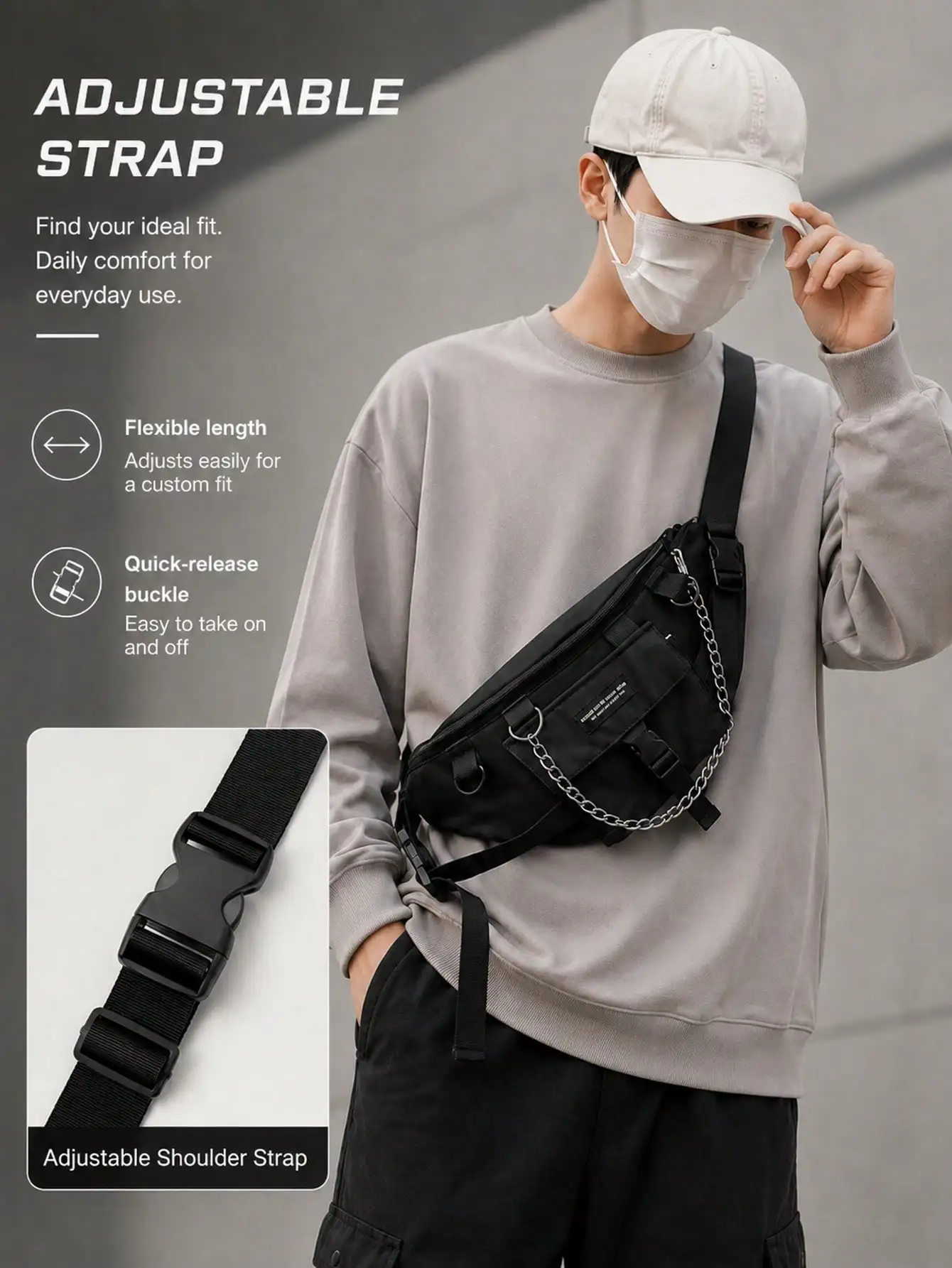 1pc Crossbody Bag With Adjustable Buckle Strap Waterproof Canvas Messenger Bag For Men Modern Gothic Sling Bag For School College.Back Pack sg260903163664257931523