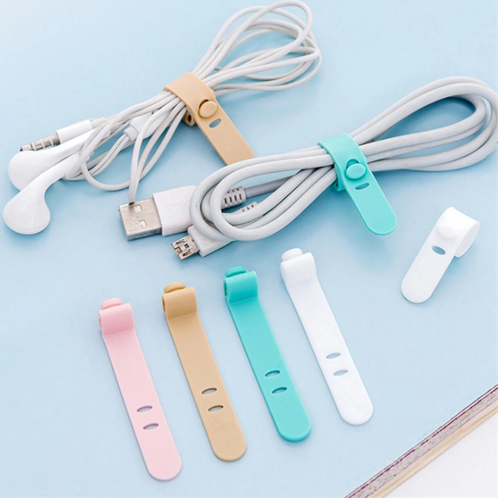 4PCS Silicone Winder Headphone Data Cable Cable Strap Cable Manager Winder Finishing Helper