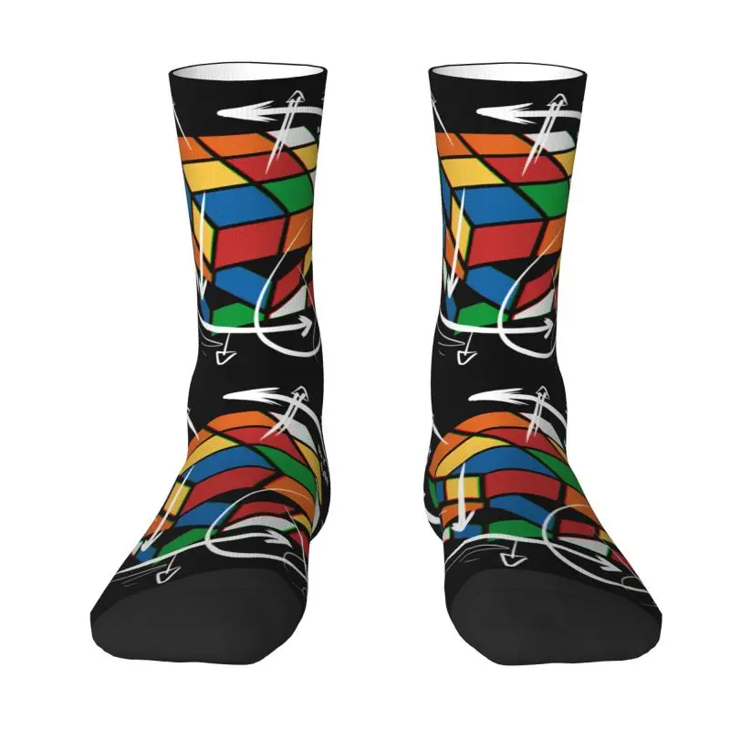 Rubix Rubiks Cube Math Formula Men\'s Crew Socks Unisex Funny Geek Magic Gift Spring Summer Autumn Winter Dress Socks