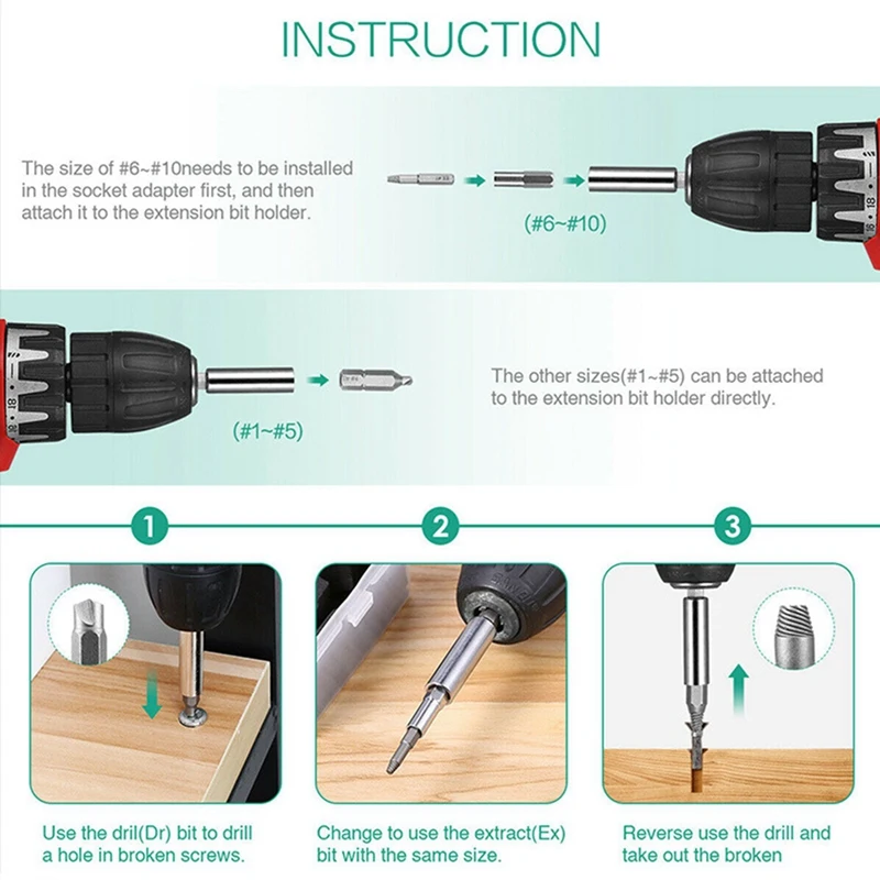 22 Stuks Gebroken Schroef Extractor Set Kit Wordt Gebruikt Voor Het Demonteren Van De Hardware Tools Voor Het Strippen Van De Schroefdraad Kop Schroeven Set