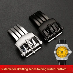 Quality Stainless Steel Watch Band Accessories Fit For Breitling Clasp For Leather Rubber Silicone Strap Silver Fold Buckle 20mm