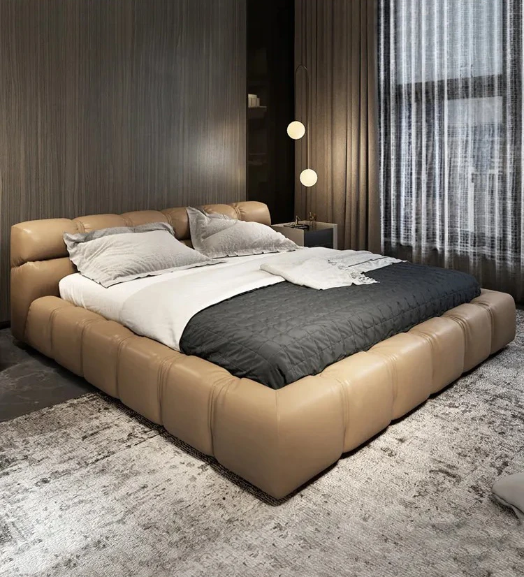 

⁕yNew Arrival Morden Customized Bedroom Furniture Set Indoor Luxury High Quality Bed Double Bed Set with Soft Headboard