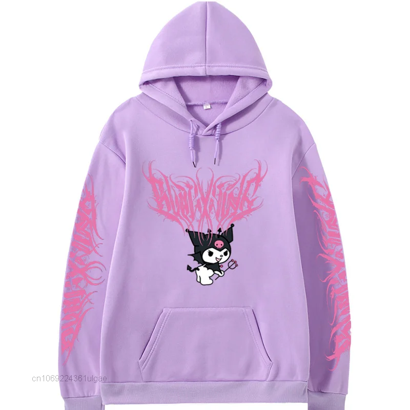 Sanrio kuromi novas roupas primavera outono harajuku camisas superiores das mulheres dos homens hoodies casais camisolas y2k feminino nova tendência pullovers