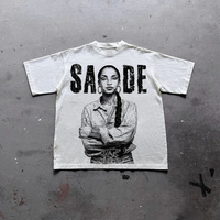 Y2k Hip Hop Sade Print Pattern T Shirt Oversize Women Cotton Full Sleeve Round Neck Top 2000s Trend Streetwear Tee