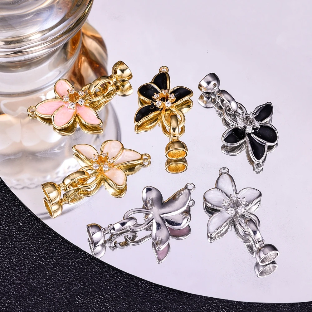Juya Fiore Decorativo Fatto A Mano Connettore di Chiusura Ganci di Bloccaggio Catenacci Accessori Per Le Donne FAI DA TE Moda Cucito Creazione di Gioielli