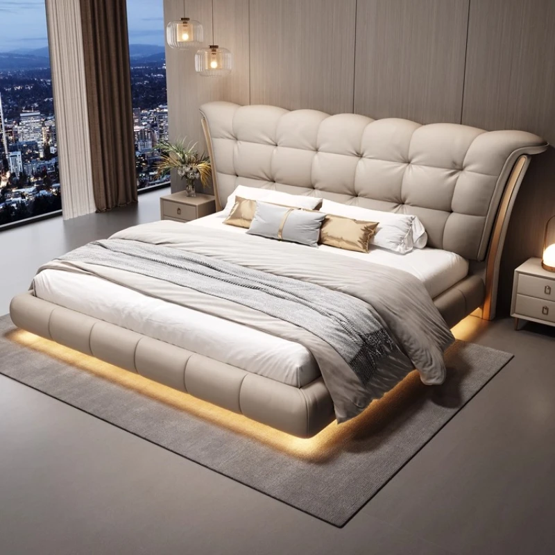 

luxury king size frame Suspended bed Composite leather Modern double soft pack wedding Double bed Cama De Casal Furniture
