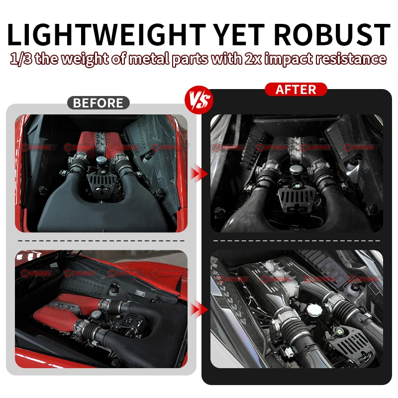 5Pcs/set Car Engine Compartment Partition Panel Air Inlet Box Hood Lock Replacement Interior Accessory For Ferrari 458 OEM Style