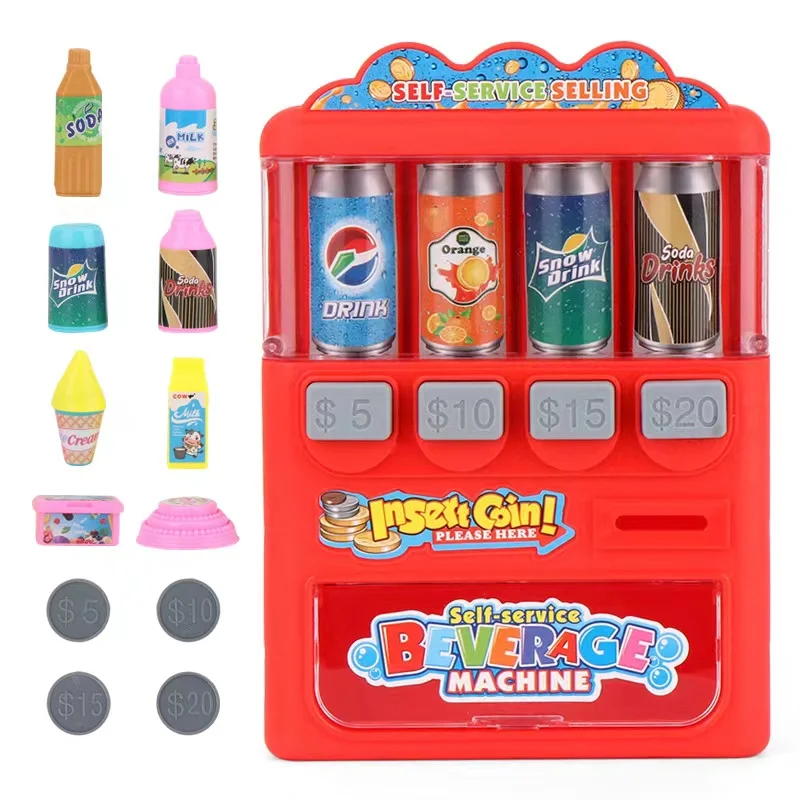 Mini Foods Kawaii Simulation Self-service Beverage Vending Machine Kids Toys Miniature Dollhouse Accessories For DIY Game