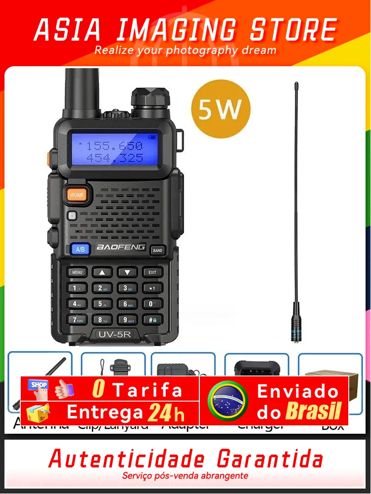 Baofeng Walkie Talkie UV 5R, Walkie Talkie UV 5R 5W 8W Dual Band Ham Radio dua arah Vhf Uhf FM Transceiver genggam berburu 16KM