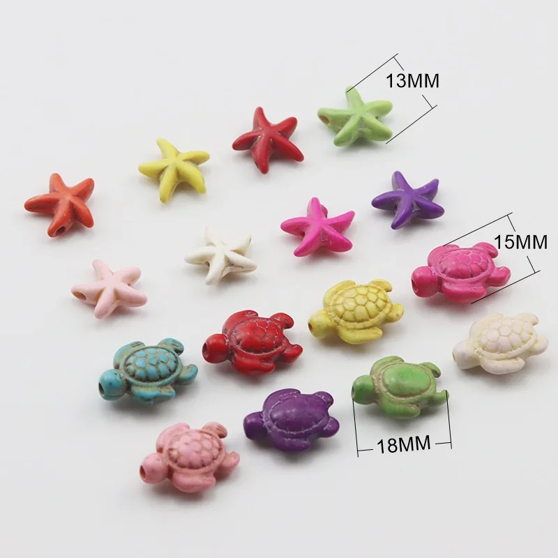 

10/20PCS Colorful small turtle Starfish Turquoise beads DIY jewelry making necklace bracelet earrings decorative accessories