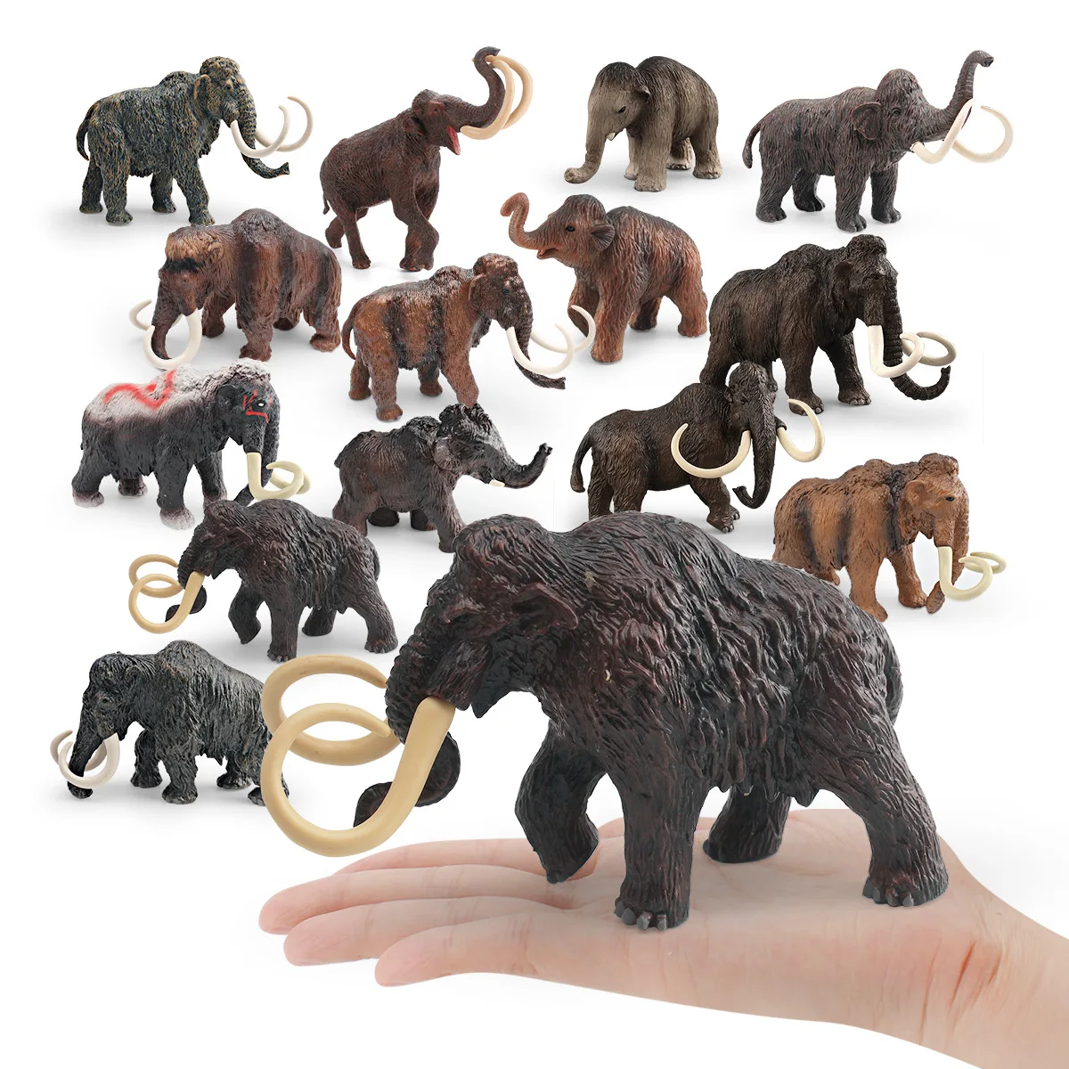 Realistic Woolly Mammoth Model Miniature Prehistoric Animal Figurine Grassland Scene Desktop Decoration Ornament