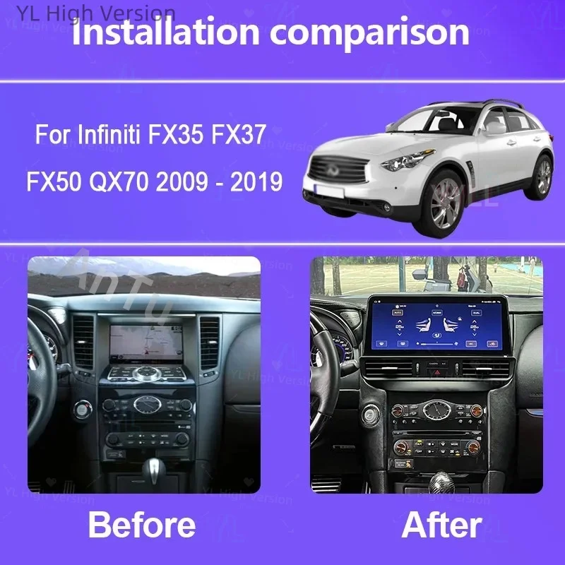 Android Auto Multimedia Player CarPlay For Infiniti FX35 FX50 QX70 2009-2019 12.3