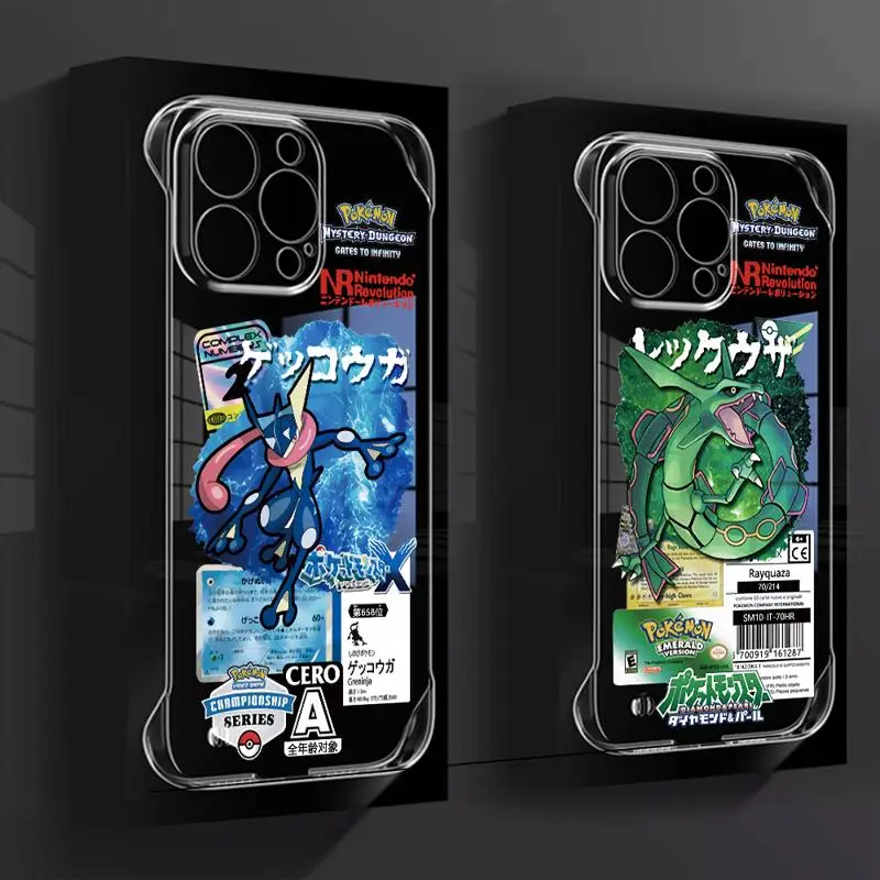 phone case for Apple iphone 16 15 pro max cases 11 16plus 12 14 13 borderless cooling clear fundas Pokemon Emerald Greninja Sac