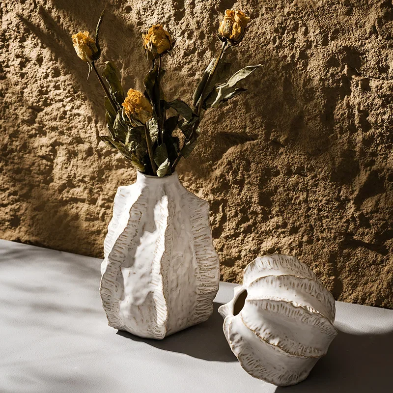 CAPIRON Porcelain Vintage Vase Dried Flower Wabi-Sabi Ceramic Unique Retro Boho Decorative Home Decoration Tabletop Aesthetic
