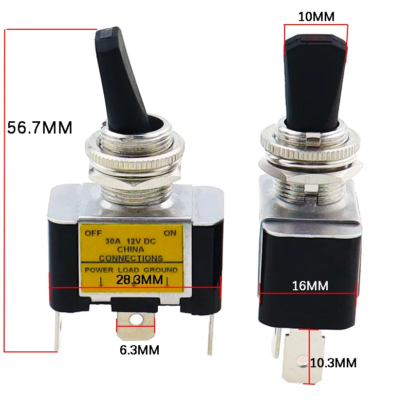 30A 12V Auto Illuminated Toggle Switch LED 2 Position Truck SPST ON Off For Car Automotive Boat ATV 1PC