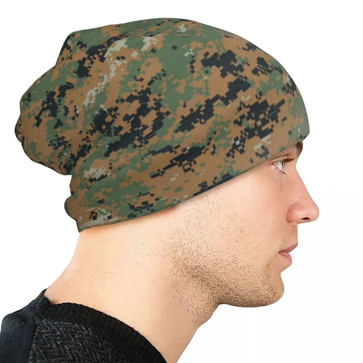 Marpat Woodland Camouflage Bonnet Hats Goth Street Armys Militery Camo Skullies Beanies Hats Men's Women's Warm Dual-use Caps view 4