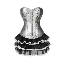 Corset Dress Silver Gold Corsets for Women Steampunk Gothic Corset Bustier with Zipper y2k Overbust Plus Size  Corset Bustier Se