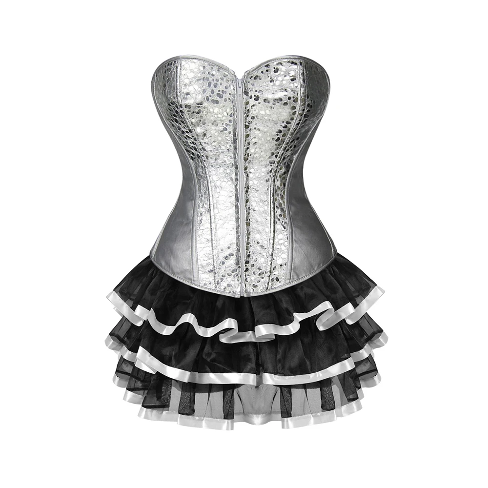 Corset Dress Silver Gold Corsets for Women Steampunk Gothic Corset Bustier with Zipper y2k Overbust Plus Size  BustierCorset