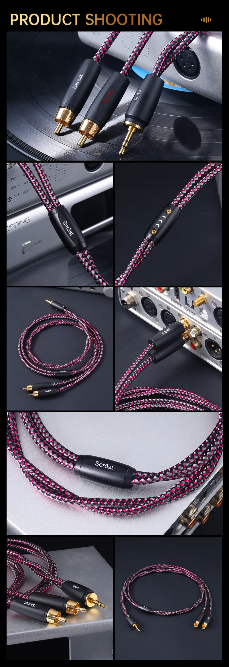 Serost Moon HiFi-Audiokabel Typ-C DAC 3,5mm 4,4mm 6,5mm Stereo zu Dual-RCA-Buchse für Musikplayer, Verstärker, Lautsprecher - OCC-Kabel – Detail 8