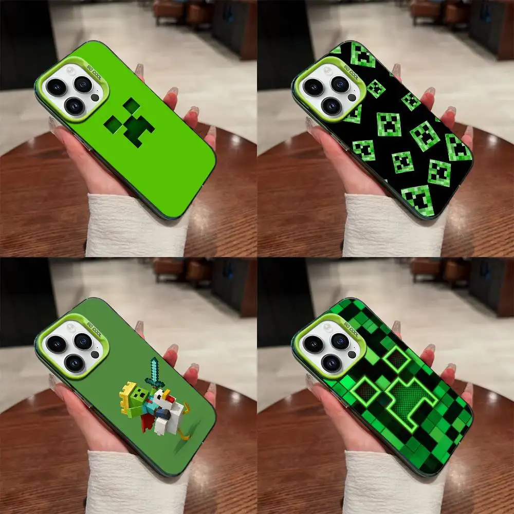 

Green Pixel Monster C-Creeper Phone Case For iPhone 16,15,14,13,12,11,Mini,Pro,E,SE4,XS,MAX Green Candy Matte Cover