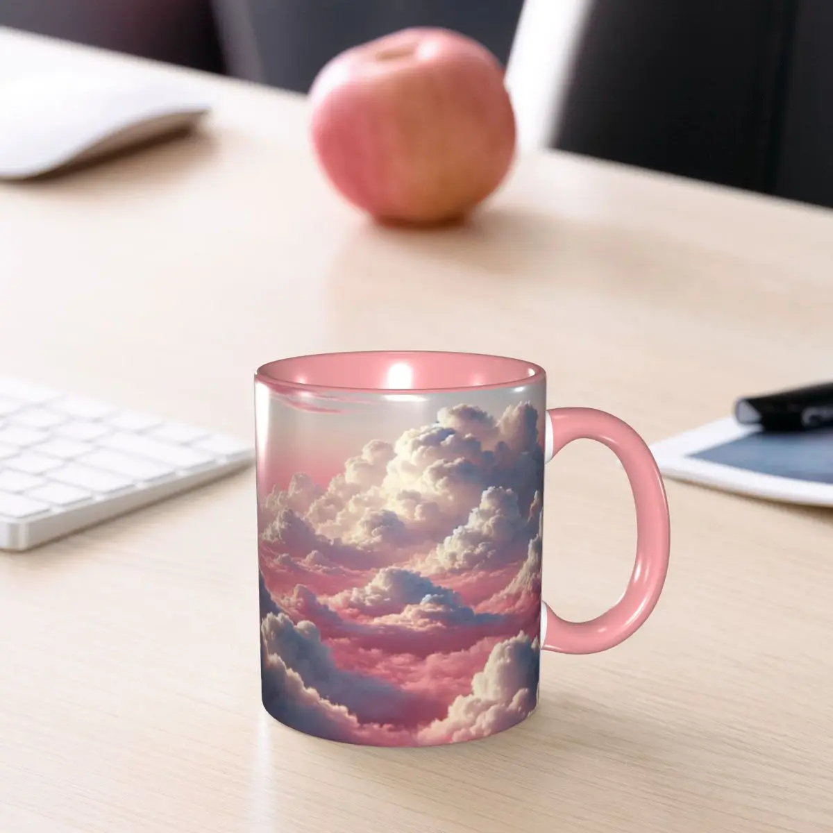 Pink Clouds Sky Large Sunset Glow Mug Funny Ceramic Coffee Cups Tea Mugs Milk Cup Drinkware Gifts for Woman Man