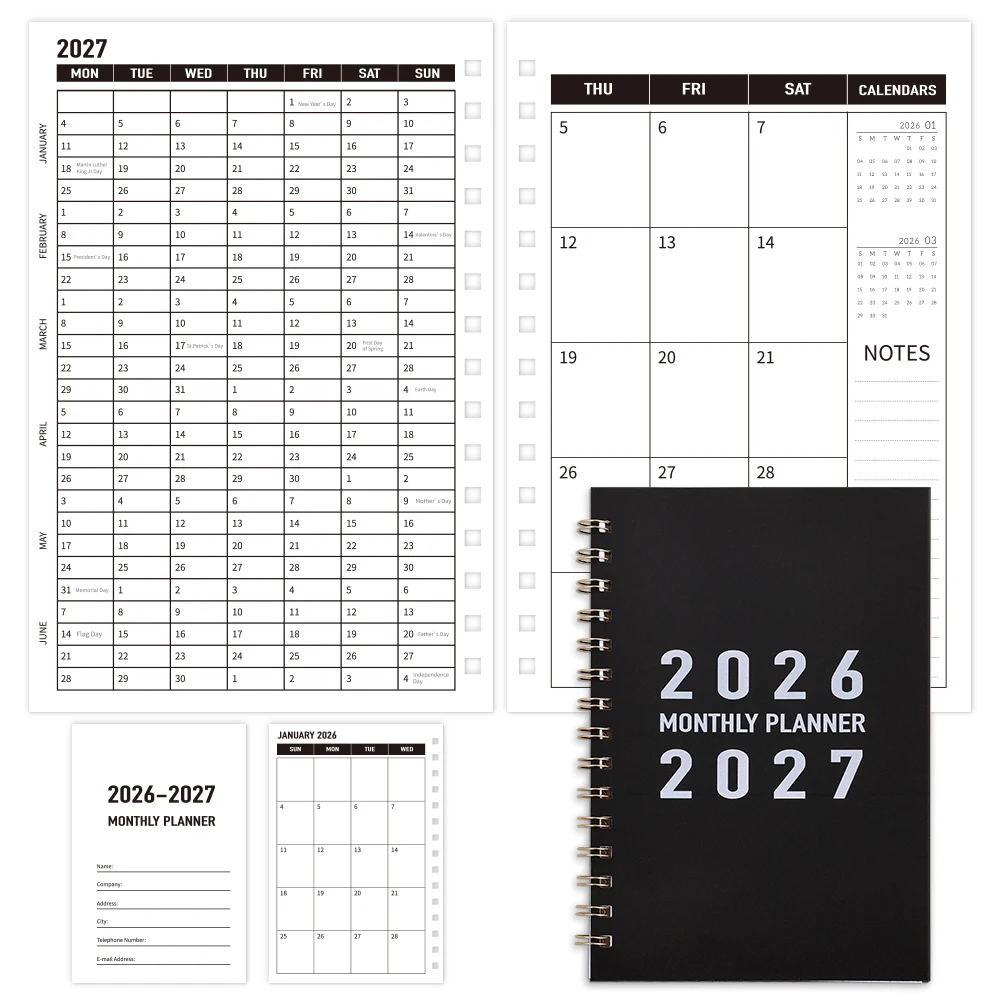 Schüler-Monatsplaner 2026–2027, PVC-Abdeckung für die Schule, 24-Monats-Kalender für Prüfungsplanung, Hausaufgaben, tägliches Zeitmanagement – Detail 11