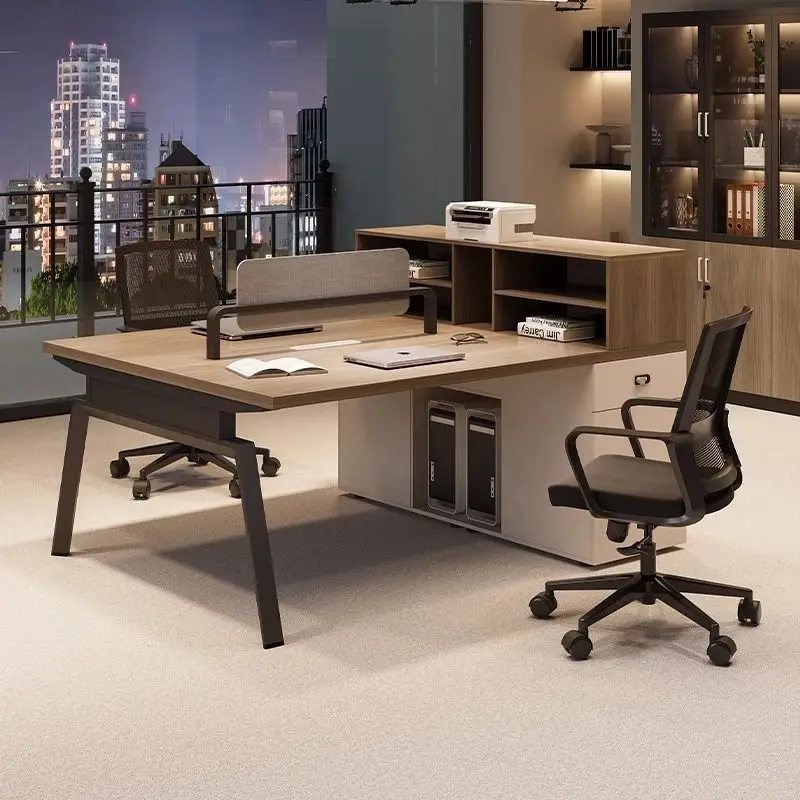Office Furniture Double Seat with Chair Office Desktop Workstation Computer Office Workstation Table