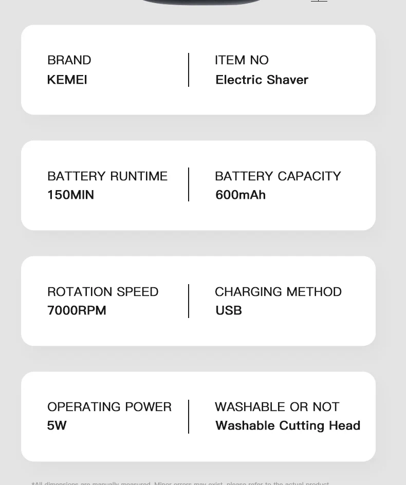 Kemei T69 Rasiermaschine für Männer, Original Elektrischer Rasierer, Wiederaufladbar, Typ C, Der Beste Herrenrasierer – Detail 12