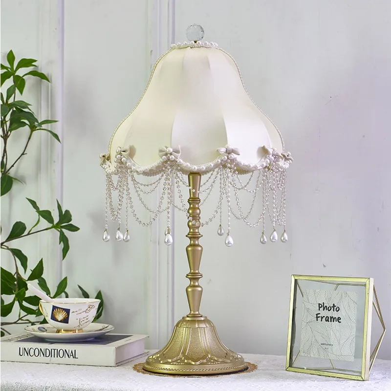 European retro dimmable homestay new Chinese bedroom bedside lamp mahogany sofa study new republic of China style desk lamp