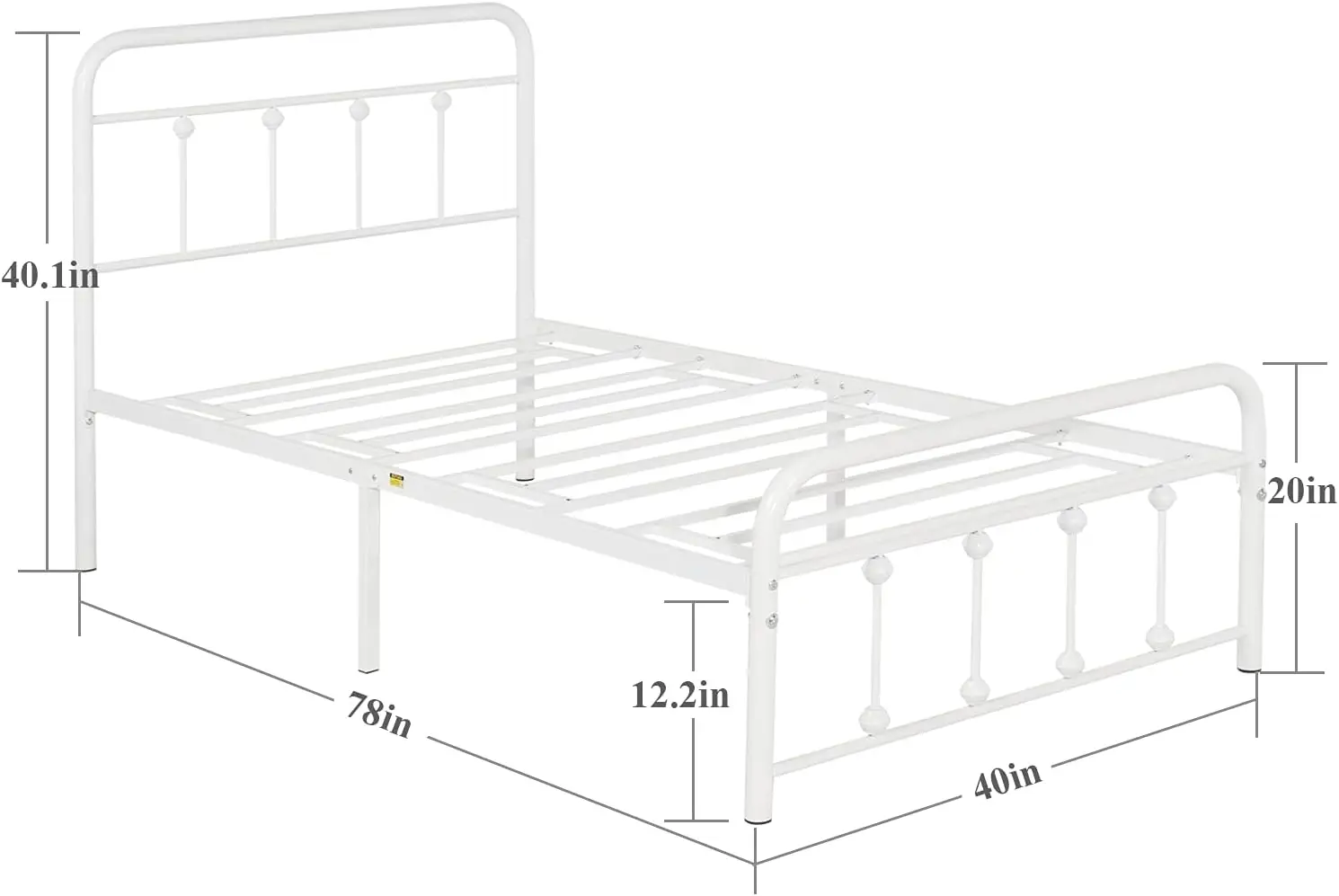 Vecelo Twin Size Victorian Style Metal Bed Frame With Headboard Classic Metal Platform Bed Frame Mattress Foundation With