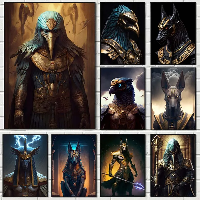 Egyptian God Art The God Anubis Portrait Canvas Art Posters Prints Modern Paintings Wall Art Pictures Living Room Decor Cuadr
