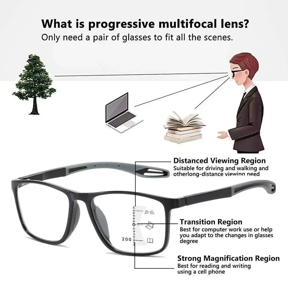Blue Ray Blocking Anti-Blaulicht-Lesebrille Progressive Near Far Multifokale Hyperopiebrille Ultraleicht TR90 – Detail 16