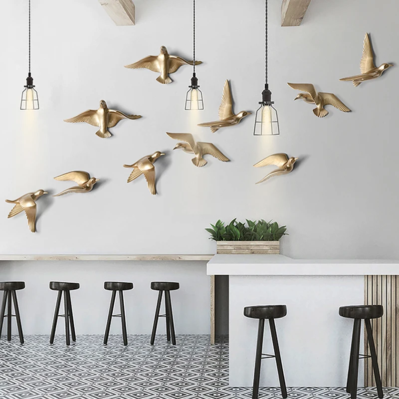 Bird Three-dimensional Wall Decoration Ceramic Seagull Dining Room Background Decor Pendant