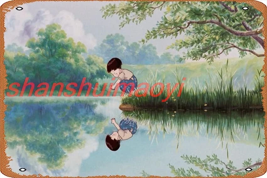 Настенный декор Металлическая вывеска - studio ghibli Металлическая жестяная вывеска Винтажный декор Оловянная вывеска Винтажные постеры Кофе-бар Знак Декор 12x8 дюймов ASD