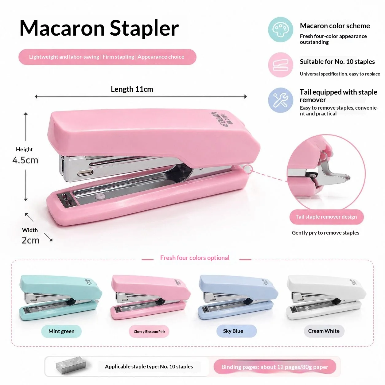 Handheld Mini Stapler Office Equipment Student Use Compact Stapler Machine Children Grip Style Binding Machine