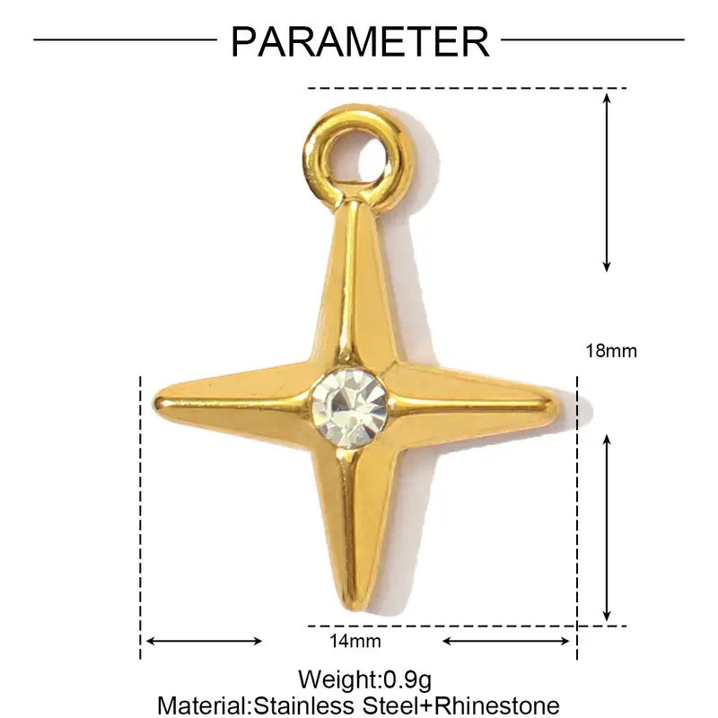 3pcs/Lot Stainless Steel Zircon Bear Paw DIY Bracelet Charm Heart Key Star Moon Necklace Pendant Woman Bowknot Jewelry Wholesale - Image 31