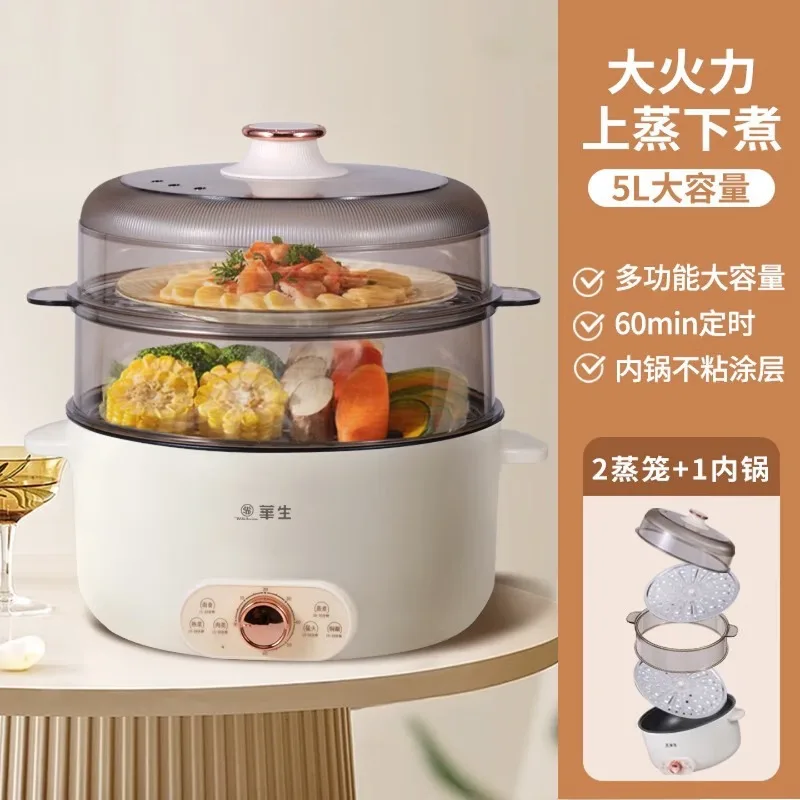 

Household multi-functional pot electric steamer large capacity non-stick removable double-layer cooking pot