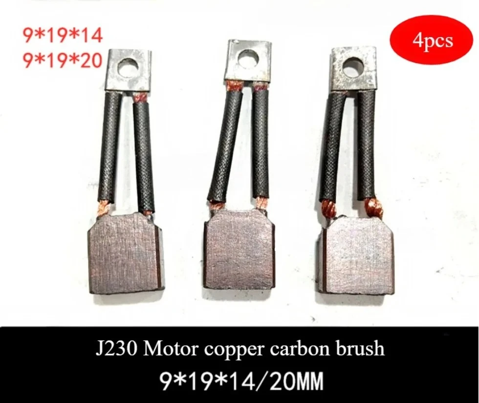 

4pcs 9x19x14mm/20mm Copper Carbon Brush for Car Starter Motor