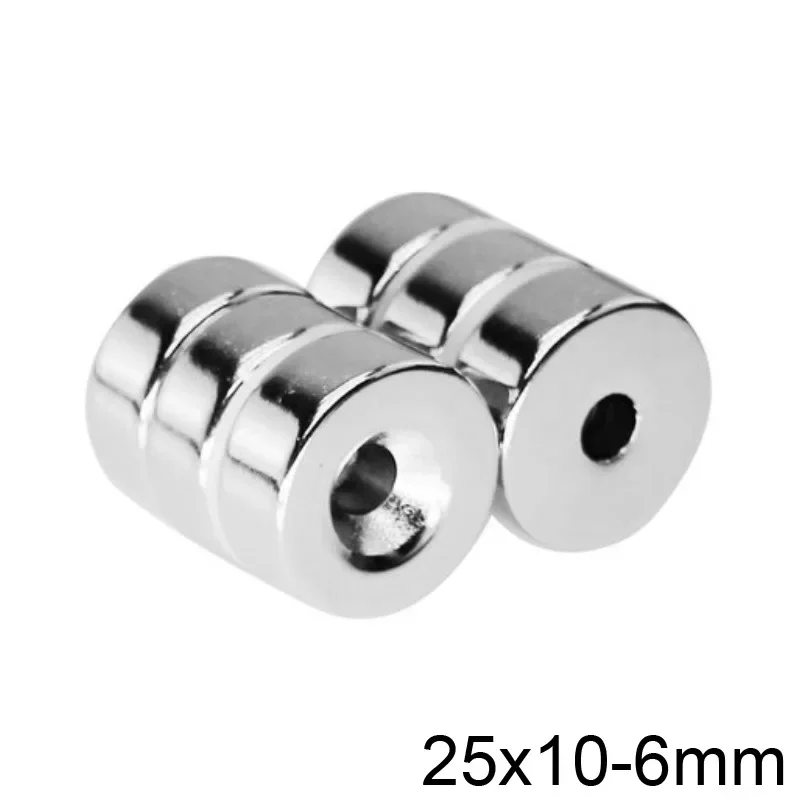 1/2/5/10pcs 25x10-6 mm Neodymium Magnet Disc 25*10 mm Hole 6mm Circle Magnets 25X10-6mm Round Countersunk Magnet 25*10-6