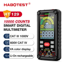 HABOTEST-HT129スマートデジタルマルチメータ,10000カウント,火傷防止,dc,ac電圧,true rms,電圧計,充電式,マルチテスター