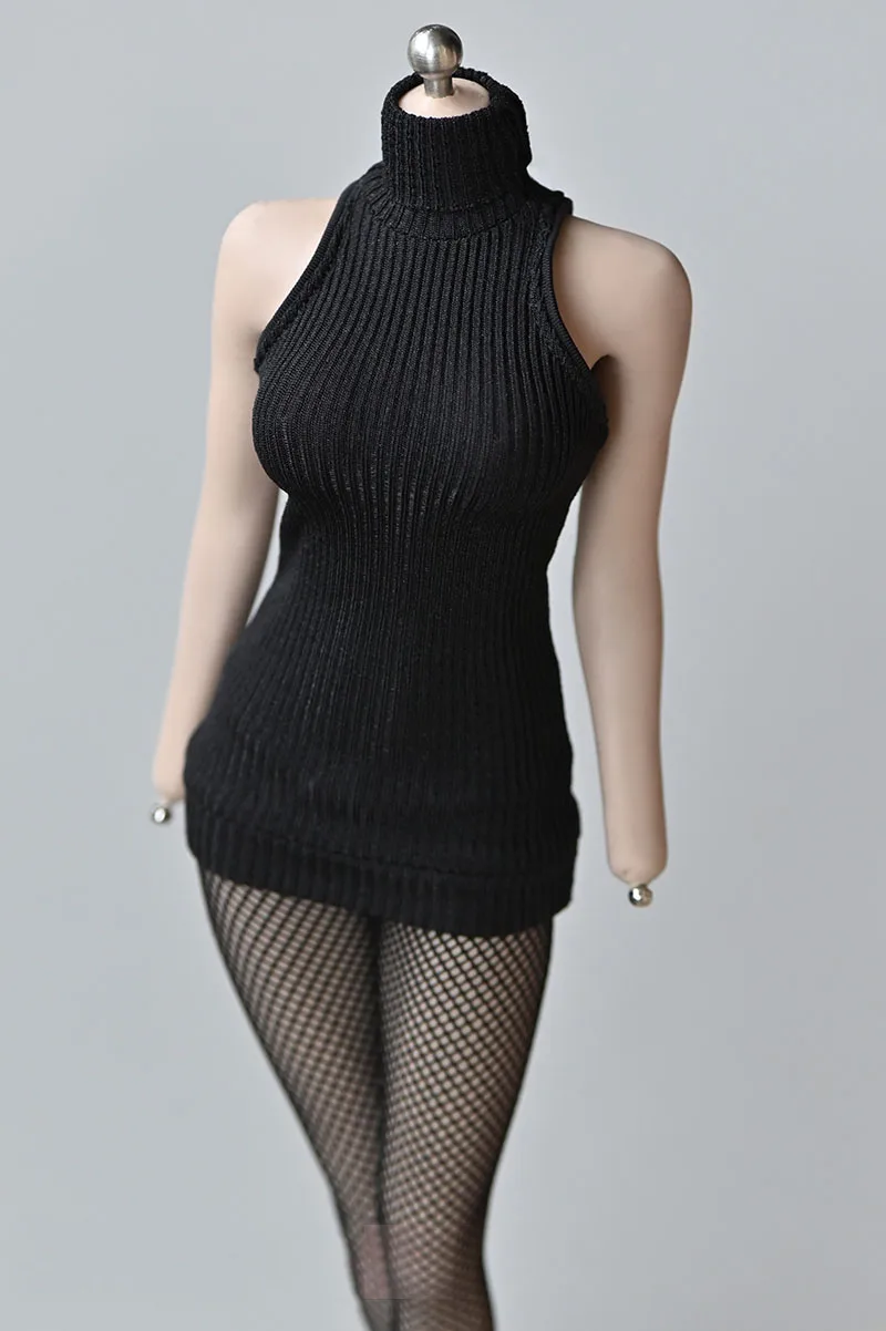 1/6 Scale Female High Collar Sleeveless Sweater Dress Clothes Model Fit 12\'\' PH TBL Soldier Action Figure Body Dolls
