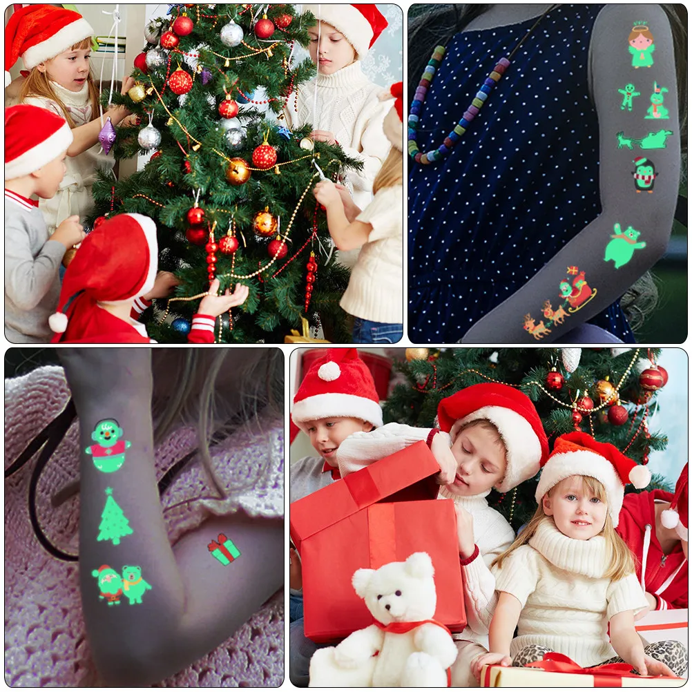 10-pecas-de-adesivos-temporarios-de-tatuagens-de-glitter-a-prova-d'Agua-com-design-de-natal-ecologicos-e-descartaveis