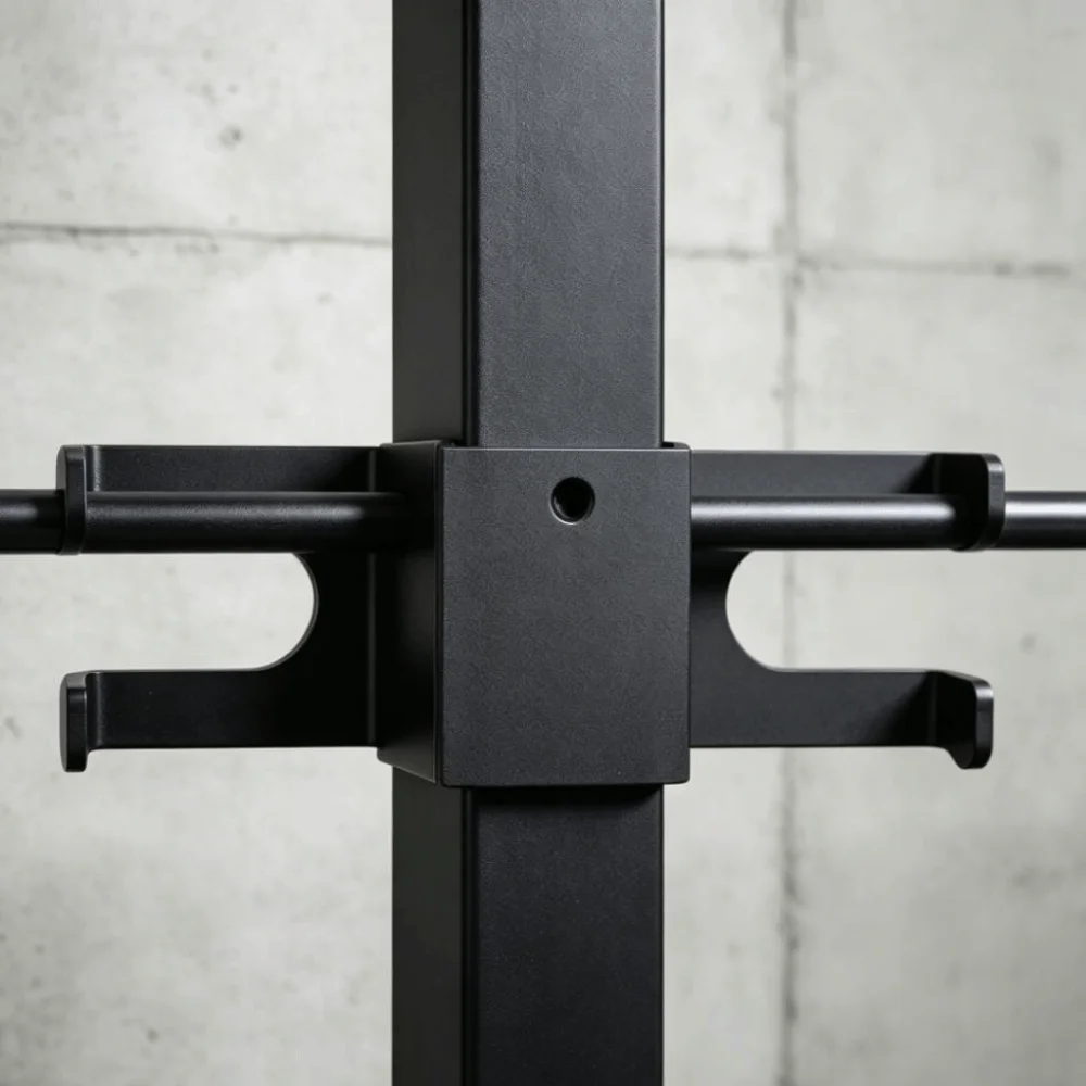 Space Saving Horizonta Barbell Rack Dual Hook Compact Barbell Holder Home Gym Matte Finish Weight Bar Holder