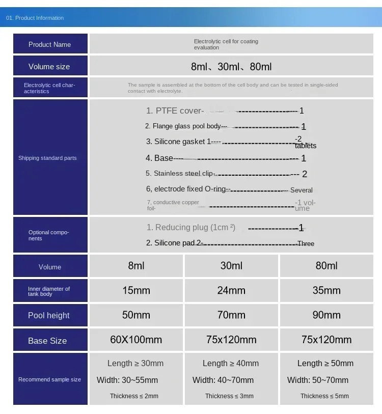 Coating evaluation electrolytic cell (corrosion test) can be customized with a special aperture of 1cm ² (excluding electrodes)