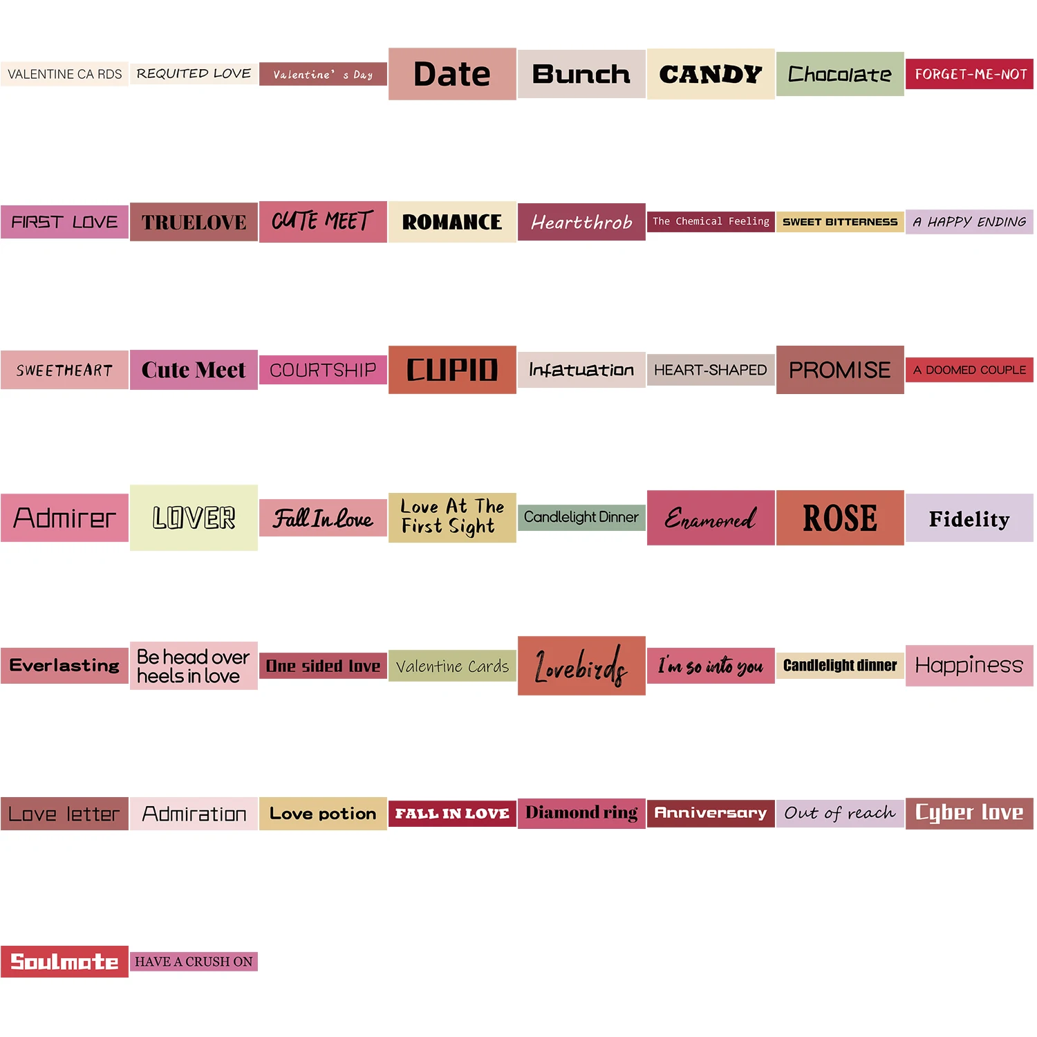 50PCS Valentinstag Phrasen Aufkleber Laptop Skateboard Gitarre Gepäck DIY Fahrrad Wasserdichte Graffiti Aufkleber Aufkleber Klassisches Spielzeug