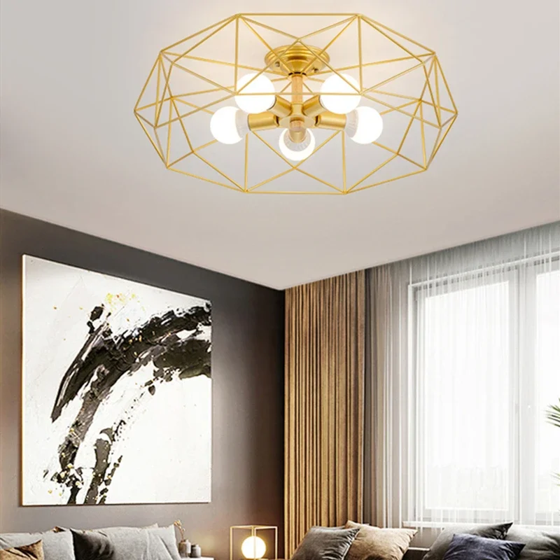 Hot Sale Multiple Heads Geometric Led Ceiling Lamp for Kitchen Living Room Bedroom Balcony Decorative Ceiling Lighting Furniture