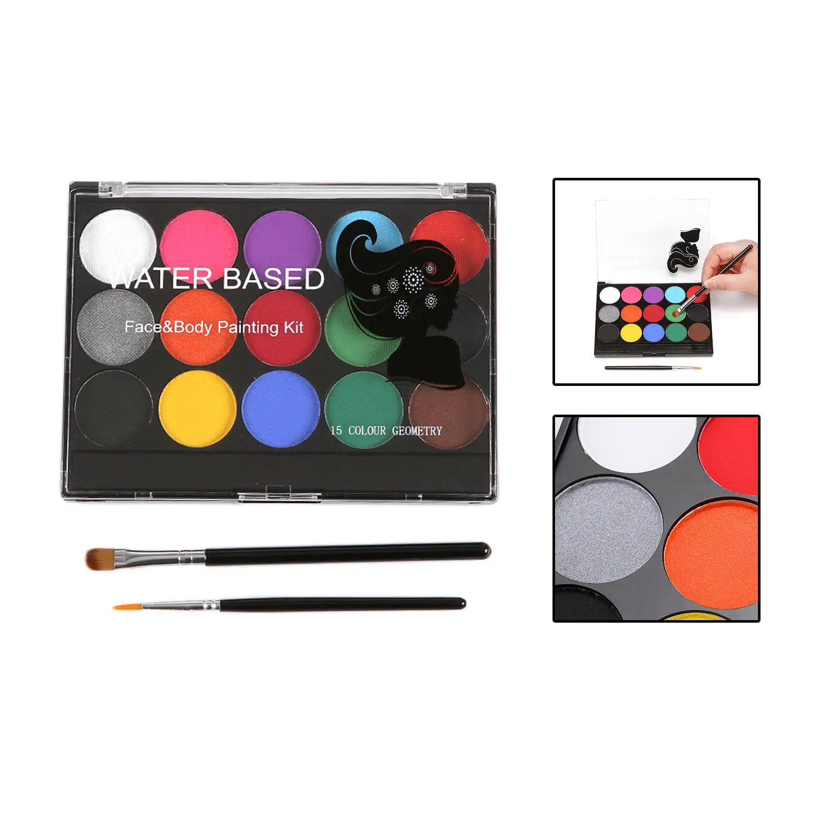 

Fun Face Body Paint Kit Palette Brush Art Christmas Facepaint Stage Theatre