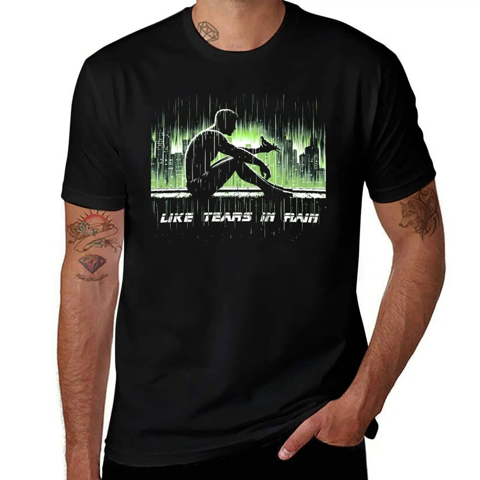 

Tears in Rain (Green) T-Shirt plus sizes designer shirts mens t shirt